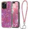 LCHULLE per iPhone 15 Pro Max Cover con Tracolla glitter e strass, Rosa