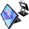 VGECEE Supporto Tablet, Supporto per Tablet Pieghevole in Ferro Girevole a 360 Porta Tablet da Tavolo Supporto iPad Regolabile Supporto per Cellulari e Tablet con Cuscinetti in Silicone, Robusto