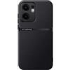 Kepuch Cover per Oppo Reno 13 F 5G Intl - Custodia Case Piastra Metallica Incorporata Litchi Grano - Nero