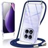 Kilbnom Cover per Xiaomi Redmi Note 15 Pro 5G con Cordino,Trasparente Custodia con Laccio Tracolla Cellulare Girocollo Collana Corda Catena Cinghia,Ultra Morbido Silicone TPU Antiurto Case, Blu scuro