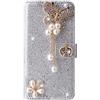 BLOTECH Bling Portafoglio per Samsung Galaxy S26 Ultra Flip Cover, Bling Strass Argento PU Leather Glitter 3D Big Farfalla Pelle Antiurto Libro Portafoglio Kickstand Magnetica Cover Flip Case S26 Ultra