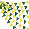 pinkblume Bandierine triangolari in tela da 1,2 m, decorazioni per feste in tessuto di lino verde giallo, bandierine per maestri golf, compleanno, matrimonio, baby shower, rustico, primavera, estate, festa