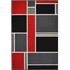 Pierre Tappeti Tappeto moderno geometrico stile Mondrian DESIGN 4037 NERO ROSSO cm.140x200 Tappeto salotto, soggiorno, camera da letto