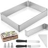 LYIMCHONG Telaio da forno rettangolare regolabile con divisore, anello per torta in acciaio inox, regolabile, forma quadrata, rettangolare, rettangolare, regolabile, teglia da forno per torte, pizza
