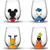 JoyJolt Disney Mickey Mouse Squad - Set di 4 Bicchieri da Vino Senza Stelo da 450 ml - Regali Disney