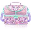 PinkSheep Kids Doppio Strato Borsa Termica per il Pranzo Borsa Grande con Tracolla Regolabile, Unicorno (Gatto Diamante) per Ragazzi, Ragazze, Uomini, Donne