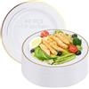 SHUESS Confezione da 40 eleganti piatti piani in plastica bianca con bordo dorato, piatti rotondi in plastica da 25 cm, riutilizzabili, robusti piatti per feste per matrimoni, feste, catering e picnic