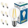 Bratek 6 Lampadine Led E27 Luce Naturale Vintage 4000k 8w 880 Lumen - Lampadina Vintage E27 Filamento Led Trasparente Equivalente 90w a Incandescenza o 80w Alogena