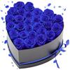 VEVOR Fiori Secchi Ornamentali 27 Rose Stabilizzate in Scatola a Forma di Cuore, Bouquet di Fiori Eterni Immortali, Rosa Eterna Vera, Ampia Gamma di Utilizzi Anniversario, Natale, Blu Reale