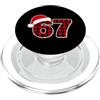 Six Seven 67 Gen Alpha Slang Christmas M 67 Meme Funny Christmas Red Plaid Xmas Pajamas Slang Kids PopSockets PopGrip per MagSafe