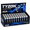 TYZON® Batterie AAA 1.5V Super Alcaline - Confezione da 40 Pile AAA a Lunga Durata Senza Mercurio per Uso Domestico, Giocattoli, Luci e Telecomandi