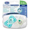 Chicco Physioforma Light 6-16 Mesi Succhietto In Silicone Si Illumina Al Buio 2 Pezzi
