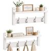 Relaxdays Appendiabiti Parete Set 2 pz, 4 Ganci Doppi, ripiano Cappelli, 19,5x40x11 cm, Bianco