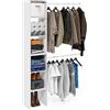 Furinno Fano Scaffale Organizzatore per Abbigliamento e Armadio con 2 Barre Appendiabiti, Bianco