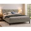Dmora - Letto matrimoniale Tirino, Sommier per camera da letto, Giroletto per stanza, Struttura porta materasso, Adatto a materasso Cm 160x200, Tortora