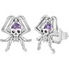 Qings Orecchini a Cerchio Ragno in Argento 925 Piccoli Orecchini a Forma di Animale di Halloween con Zirconi Rossi a Cuore da Donna