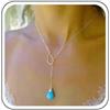 Aneneiceera Collana vintage a Y con turchese a goccia con ciondolo in argento, gioiello da donna con pietre preziose blu