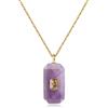 COAI Collana da Donna in Acciaio Inox Placcato Oro 18K con Ciondolo Targhetta di Ametista Pietra Naturale, Collana Ametista da Donna
