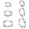 Lusofie 3 paia di orecchini a cerchio in argento da donna, 8 mm, 10 mm, 12 mm, con zirconia cubica, orecchini in argento da donna