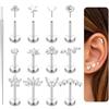 JeweBella 12 Pezzi Piercing Naso per Donna Acciaio Chirurgico Nostril Piercing Orecchio Trago Stella Cuore Serpente Orecchini Piatto 20G Helix Piercing Labret Naso Oro/Argento