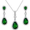 Clearine Donna Parure gioielli-Argento Matrimonio Nuziale Zirconia cubica Infinito lacrima Pendente Collana Ciondolare Orecchini Set