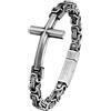 Flongo Flonge - Bracciale da uomo con croce cristiana, stile hip hop, con ciondolo a forma di croce, stile punk, in acciaio inox, Acciaio inossidabile