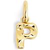 SINGULARU - Charm Letter Organic. Ciondolo con Iniziale in Argento Sterling 925 con Finitura Placcata Oro 18Kt. Abbinabile con Collana. Gioielli da Donna. Lettera P