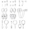 Chriscoco 13 Paia Set Orecchini Acciaio Chirurgico Anallergici Orecchini Donna Placcato Oro 14K Orecchino a Cerchio Argento Piercing Orecchio Acciaio Inossidabile
