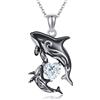 HUKKUN Killer Whale Orca Collana in argento Sterling con cuore di Whale e mare, con ciondolo a tema, idea regalo per donne, mamma, figlia