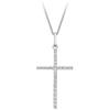 CARISSIMA Pendente da Donna in Oro Bianco 9 ct con Croce Slim con Taglio Diamantato su Collana a Maglia Curb di Lunghezza 46 cm/18 Pollici