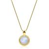 COAI Collana da Donna in Argento 925 Placcato Oro 14K con Ciondolo Circolare in Pietra di Luna Naturale, Collana Donna Pietra di Luna Adularia