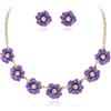 EVER FAITH Collana girocollo in cristallo con fiore di strass, collana estiva da spiaggia e orecchini per le donne alla moda boho party prom gioielli accessori, cristallo