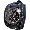 Leeadwaey Orologio da polso punk vintage largo in pelle PU cinturino polsino numeri romani marrone