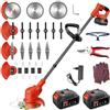 Tdyon Decespugliatore a Batteria,Tagliabordi a Batteria 800W con 2 Batterie da 4.0AH, 4 Tipi di Lame, Asta Pieghevole e Impugnatura Regolabile, Testa Orientabile a 90° Per Rifinire Facilmente Giardino