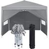 FIVMEN Gazebo pieghevole, 2,5 x 2,5 m, con pannelli laterali e finestre e borsa per il trasporto, in poliestere, protezione UV, pieghevole, impermeabile, protezione dal vento, per esterni, tipo C