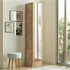 Dmora Mobile da Ingresso Menkaure 36x36x180h cm Marrone Quercia Specchio Incluso 3 Ripiani, Un'anta