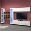 Dmora Parete Attrezzata Gustavo 30x350x180h cm Bianco Lucido 20 Ripiani 4 Ante, Apertura Battente e a Ribalta Made in Italy
