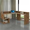 Dmora Scrivania Sansone 93x180x160h cm Marrone Rovere 2 Ripiani Angolare, Supporto pc Made in Italy