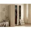 Dmora - Guardaroba 3 ante Cimone, Mobile appendiabiti per camera da letto, Armadio 3 cassetti, 121x52h184 cm, Rovere