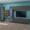 Dmora Parete Attrezzata Gustavo 30x350x180h cm Nero Antracite 20 Ripiani 4 Ante, Apertura Battente e a Ribalta Made in Italy