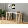 Dmora - Scrivania Keid, Scrittoio multiuso, Tavolo per ufficio porta PC, Piano di lavoro, 140x60h75 cm, Bianco e Rovere