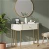 Dmora - Consolle Tapajos, Tavolo multiuso, Mobiletto d'appoggio, Scrivania da corridoio, 100x40 h75 cm, Bianco e Oro
