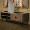 Dmora - Mobile porta TV Berlingo, Credenza da soggiorno, Armadio basso per TV, Base parete attrezzata, 150 x 42 h58 cm, Grigio e Marrone