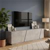 Dmora - Mobile porta TV Raul, Credenza bassa da soggiorno, Base porta televisione, 100% Made in Italy, cm 162x44h46, Cemento