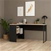 Dmora - Scrivania Patience, Scrittoio Multiuso, Tavolo per Ufficio Porta PC, Piano di Lavoro, 145x81 h77 cm, Nero e Rovere