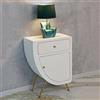 Dmora - Comodino Bonorva, Comò basso, Tavolino da notte, Mensola da letto, Bianco e Oro, 60x32 h79 cm