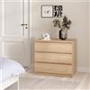 Dmora - Cassettiera Aglae, Settimino multiuso, Comò camera da letto, Mobile con cassetti, 77x50 h70 cm, Rovere