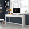 Dmora - Scrivania Houston, Scrittoio multifunzione reversibile da ufficio, Tavolo da studio porta PC con 2 cassetti, 138x50h75 cm, Bianco