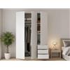 Dmora - Guardaroba Cimone, Mobile appendiabiti per camera da letto, Armadio a 3 ante battenti e 3 cassetti, 121x52h184 cm, Bianco e Rovere