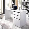Dmora - Scrivania Lagoni, Scrittoio multiuso da ufficio o cameretta, Tavolo da studio lineare con 2 cassetti e 1 anta, 139x60h75 cm, Bianco